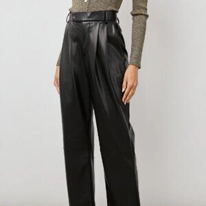 Rails Vegan Faux Black Leather High Waisted Wide Leg Jo Pant Size 4